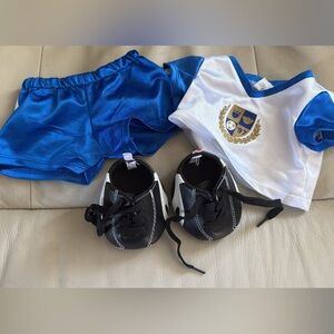 Blue and White Build a Bear Soccer Outfit with Shoes